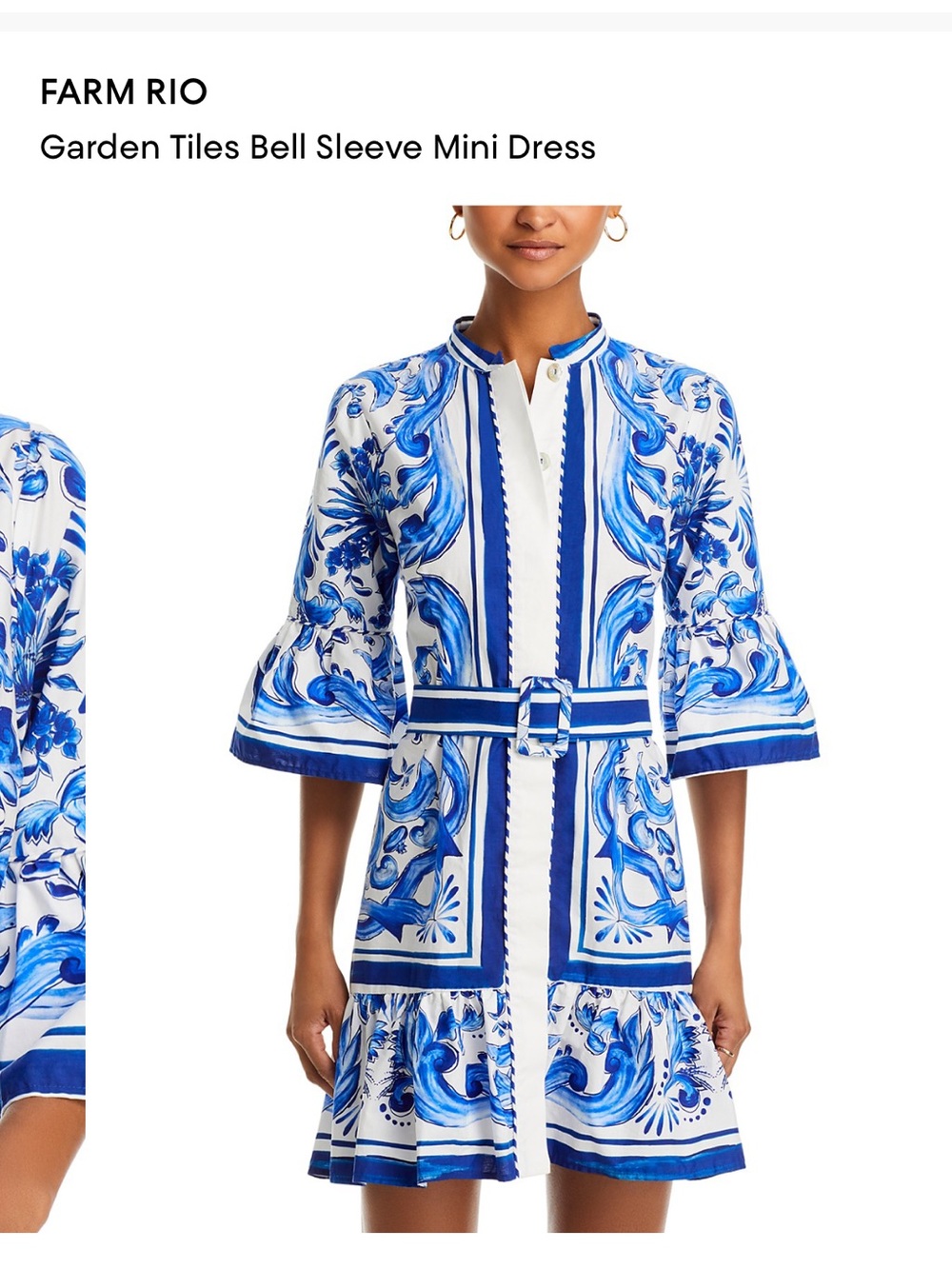 FARM Rio Garden Tiles Bell Sleeve Mini Dress - Picture 4 of 8